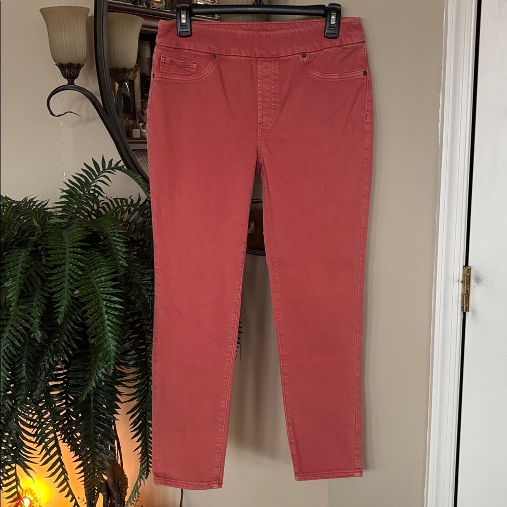 Chico's Pull On Jegging Ankle Denim Jeans Coral Cotton Stretch Skinny Slim - Picture 13 of 13